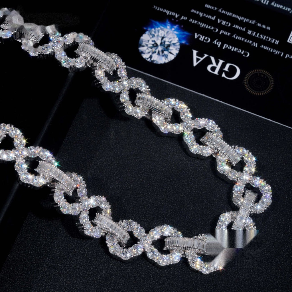 16mm Big Stone Cuban Chain — Moissanite, 925 Silver