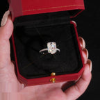 Emerald Cut 9×11mm Engagement Ring — Moissanite, 925 Silver