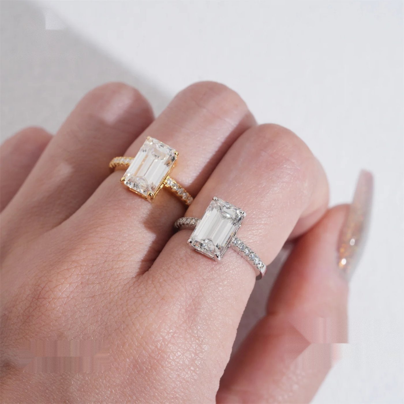 Emerald Cut Custom Engagement Ring — Moissanite, 925 Silver