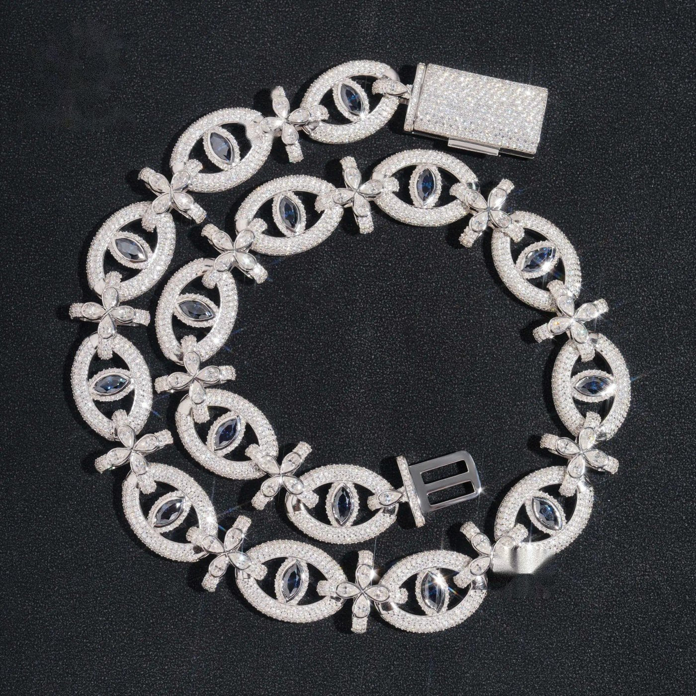 Devil's Eye Cuban Chain — Moissanite, 925 Silver