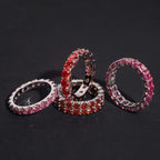 Garnet & Pink Color Eternity Band — Moissanite, 925 Silver