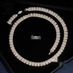 8mm Baguette Cuban Chain — Moissanite, 925 Silver
