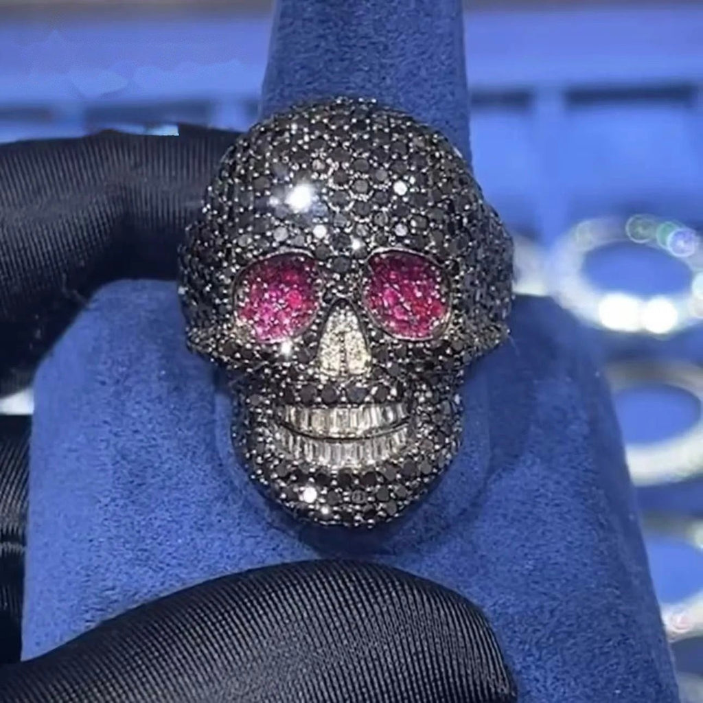 Iced Skull Ring — Moissanite, 925 Silver