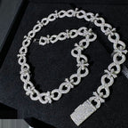 13mm Cross Infinity Charm Chain — Moissanite, 925 Silver