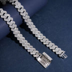 15mm Baguette Cuban Chain — Moissanite, 925 Silver