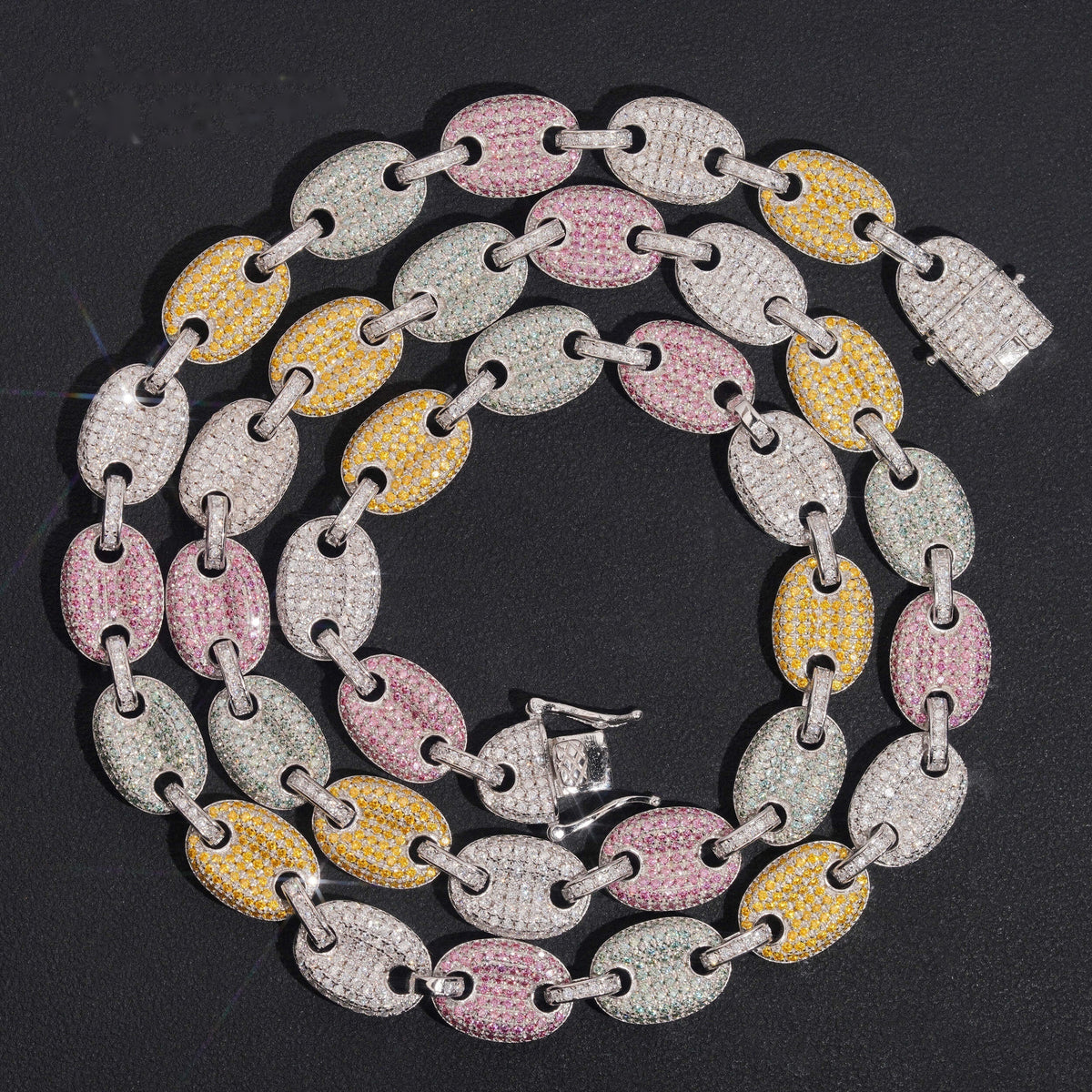 10mm Colored Mariner Chain — Moissanite, 925 Silver