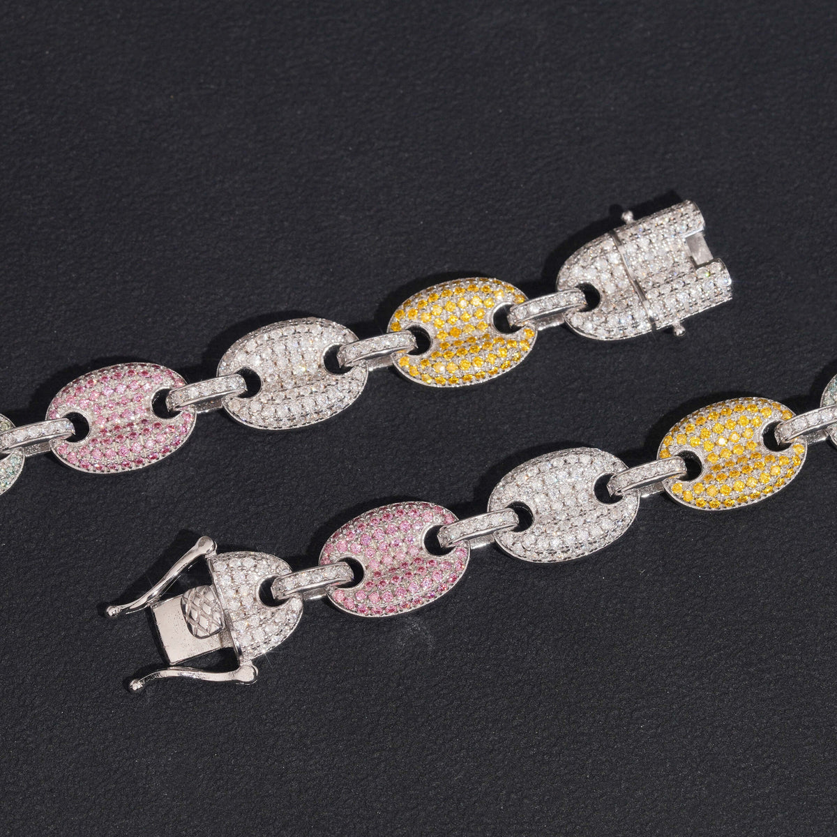 10mm Colored Mariner Chain — Moissanite, 925 Silver