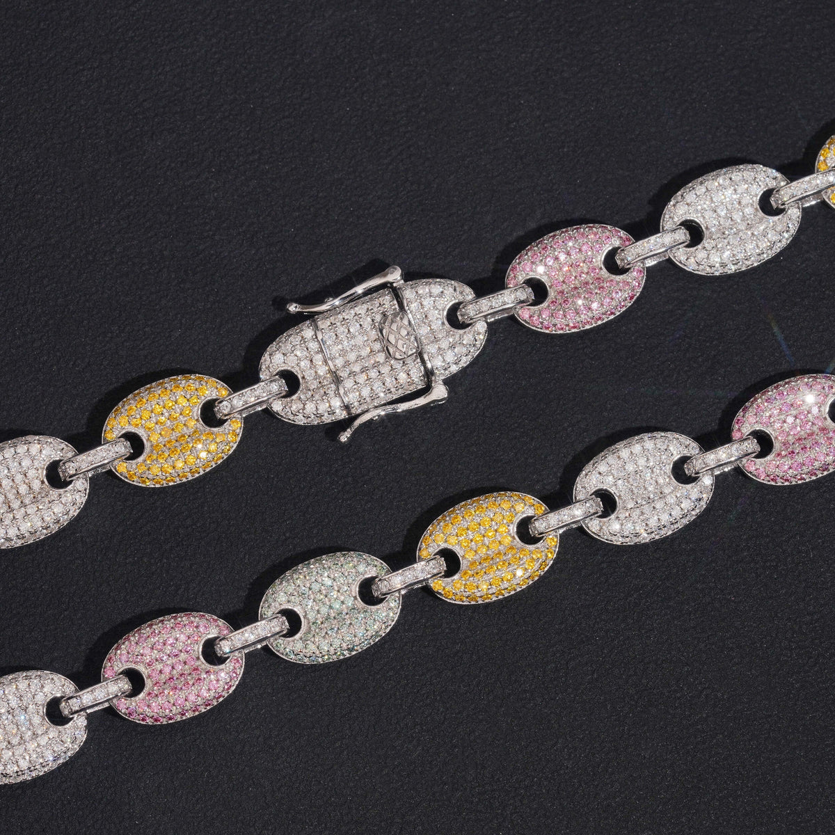 10mm Colored Mariner Chain — Moissanite, 925 Silver