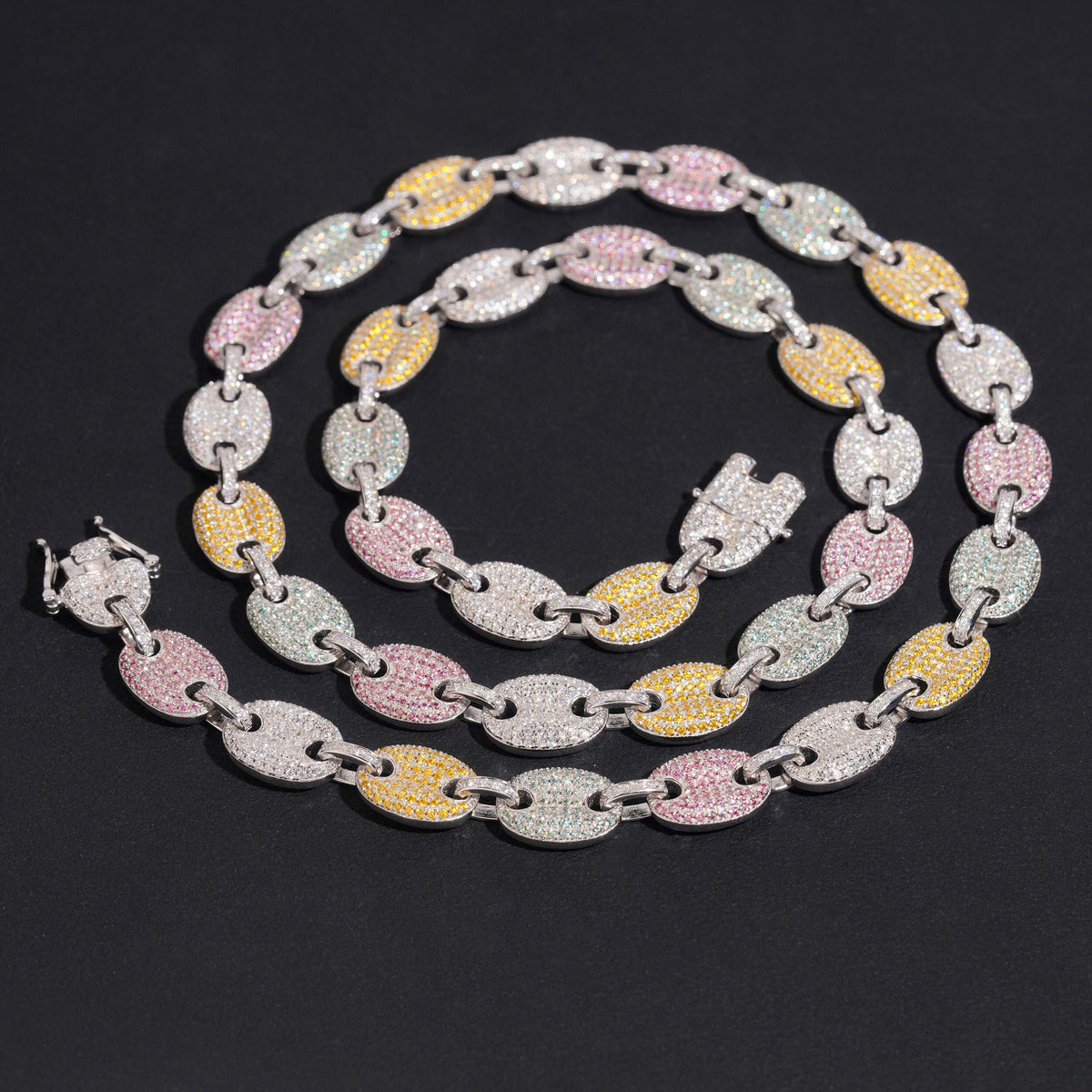 10mm Colored Mariner Chain — Moissanite, 925 Silver