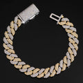 10mm Two Tone Cuban Bracelet — Moissanite, 925 Silver