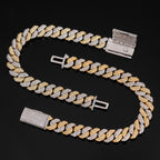 10mm Two Tone Cuban Bracelet — Moissanite, 925 Silver
