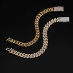 10mm Two Tone Cuban Bracelet — Moissanite, 925 Silver
