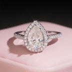 Womens Engagement Ring Pearl Cut, Moissanite, 925 Silver | FAZE Jewelry