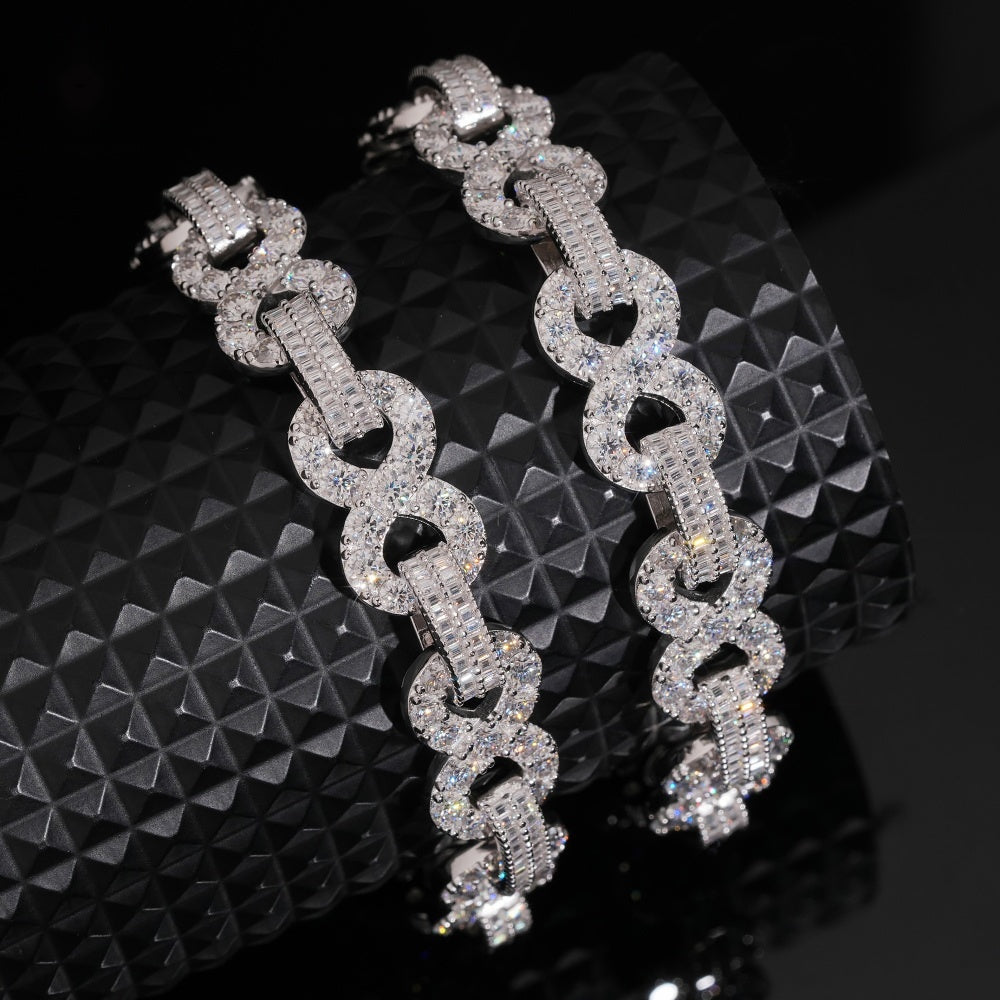 13mm Infinity Cuban Bracelet — Moissanite, 925 Silver