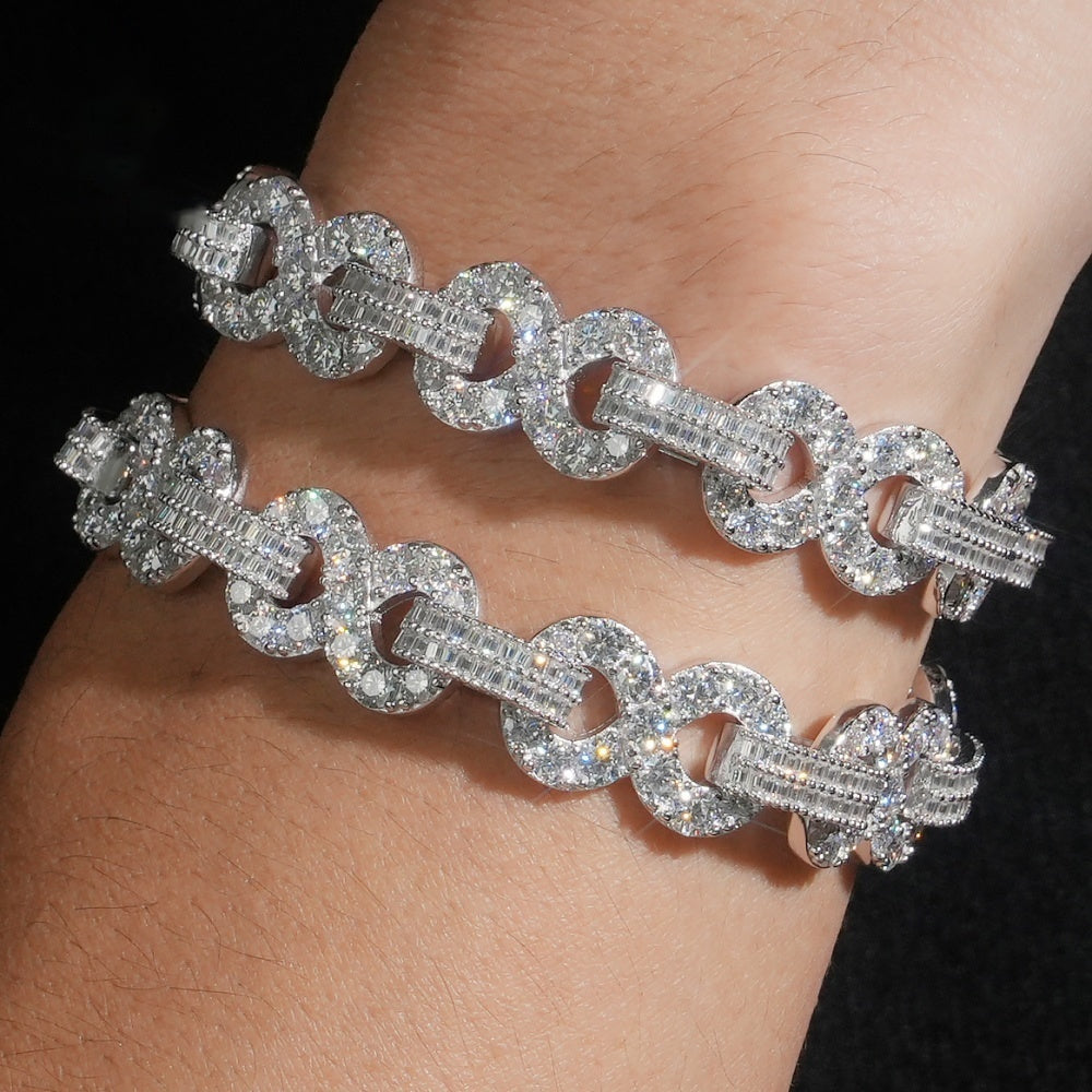 13mm Infinity Cuban Bracelet — Moissanite, 925 Silver