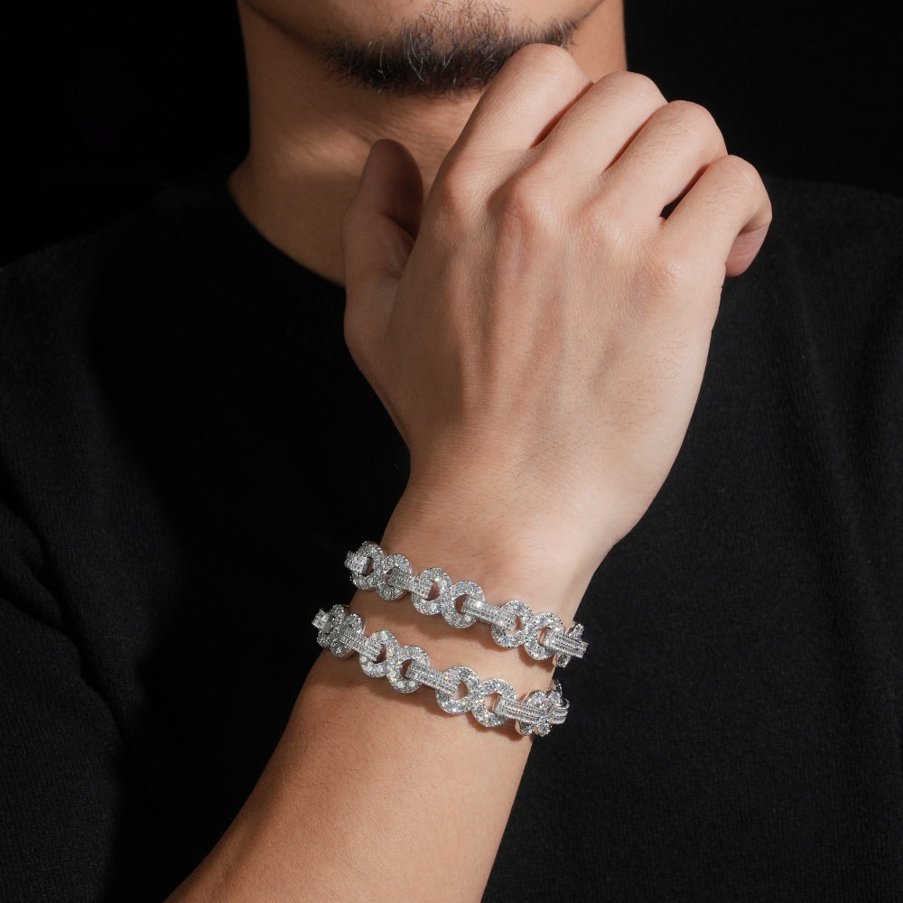 13mm Infinity Cuban Bracelet — Moissanite, 925 Silver