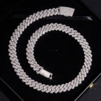 13mm Triple Row Cuban Chain — Moissanite, 925 Silver