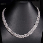 13mm Triple Row Cuban Chain — Moissanite, 925 Silver