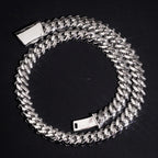 13mm Triple Row Cuban Chain — Moissanite, 925 Silver