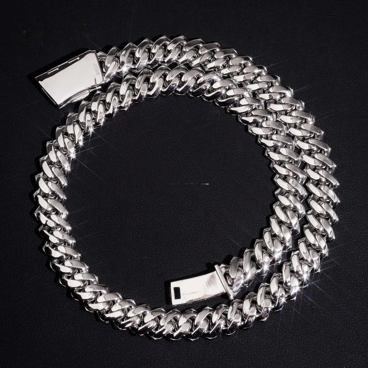 13mm Triple Row Cuban Chain — Moissanite, 925 Silver