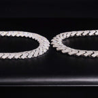 13mm Triple Row Cuban Chain — Moissanite, 925 Silver