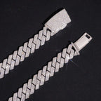 13mm Triple Row Cuban Chain — Moissanite, 925 Silver