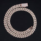 13mm Two Tone Baguette Cuban Chain — Moissanite, 925 Silver