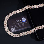 13mm Two Tone Baguette Cuban Chain — Moissanite, 925 Silver