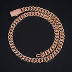 13mm Two Tone Baguette Cuban Chain — Moissanite, 925 Silver