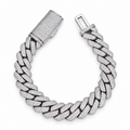 13mm Iced-Out Prong Cuban Link Bracelet – Moissanite & 925 Silver