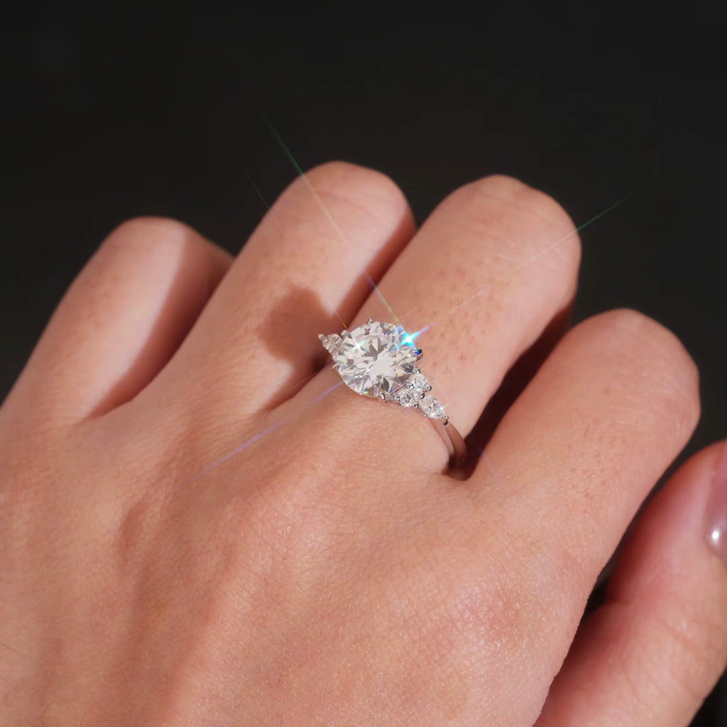 Womens Engagement Ring Round C, Moissanite, 925 Silver | FAZE Jewelry