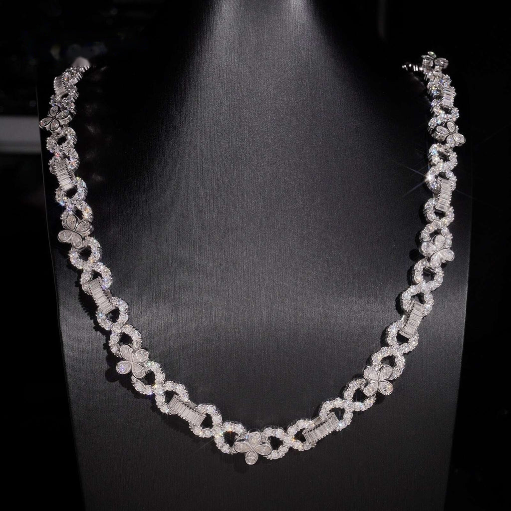 14mm Flower Infinity Chain — Moissanite, 925 Silver
