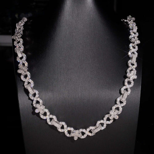 14mm Flower Infinity Chain — Moissanite, 925 Silver