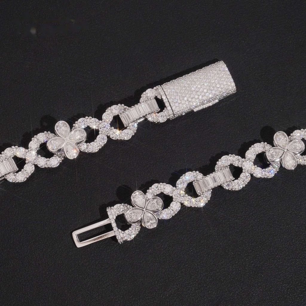 14mm Flower Infinity Chain — Moissanite, 925 Silver