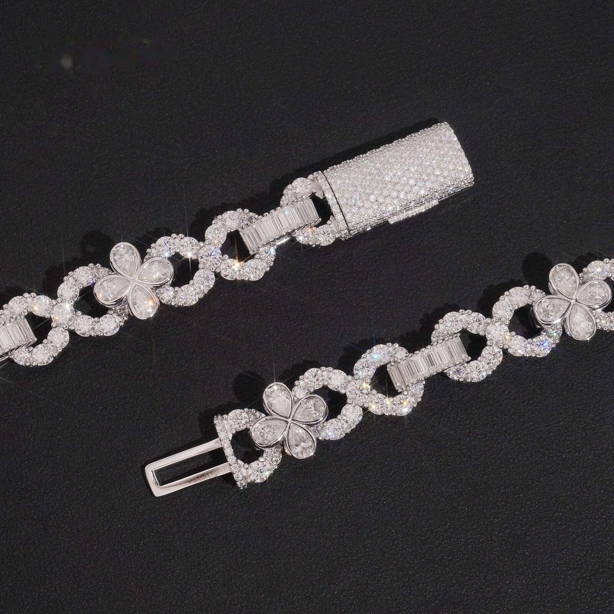 14mm Flower Infinity Chain — Moissanite, 925 Silver