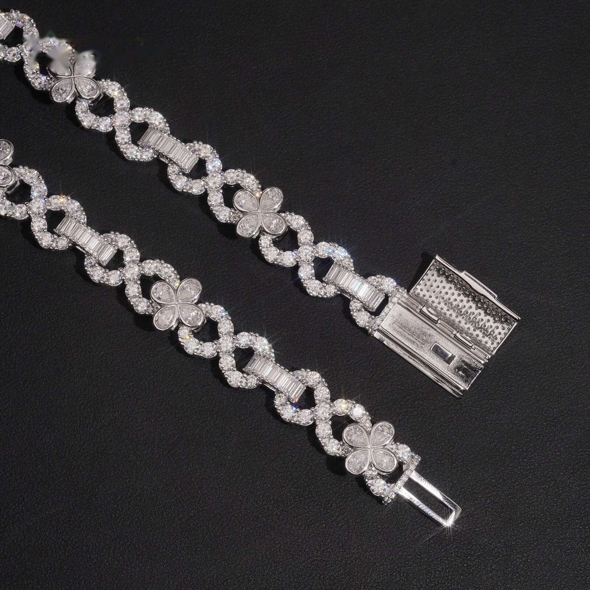 14mm Flower Infinity Chain — Moissanite, 925 Silver