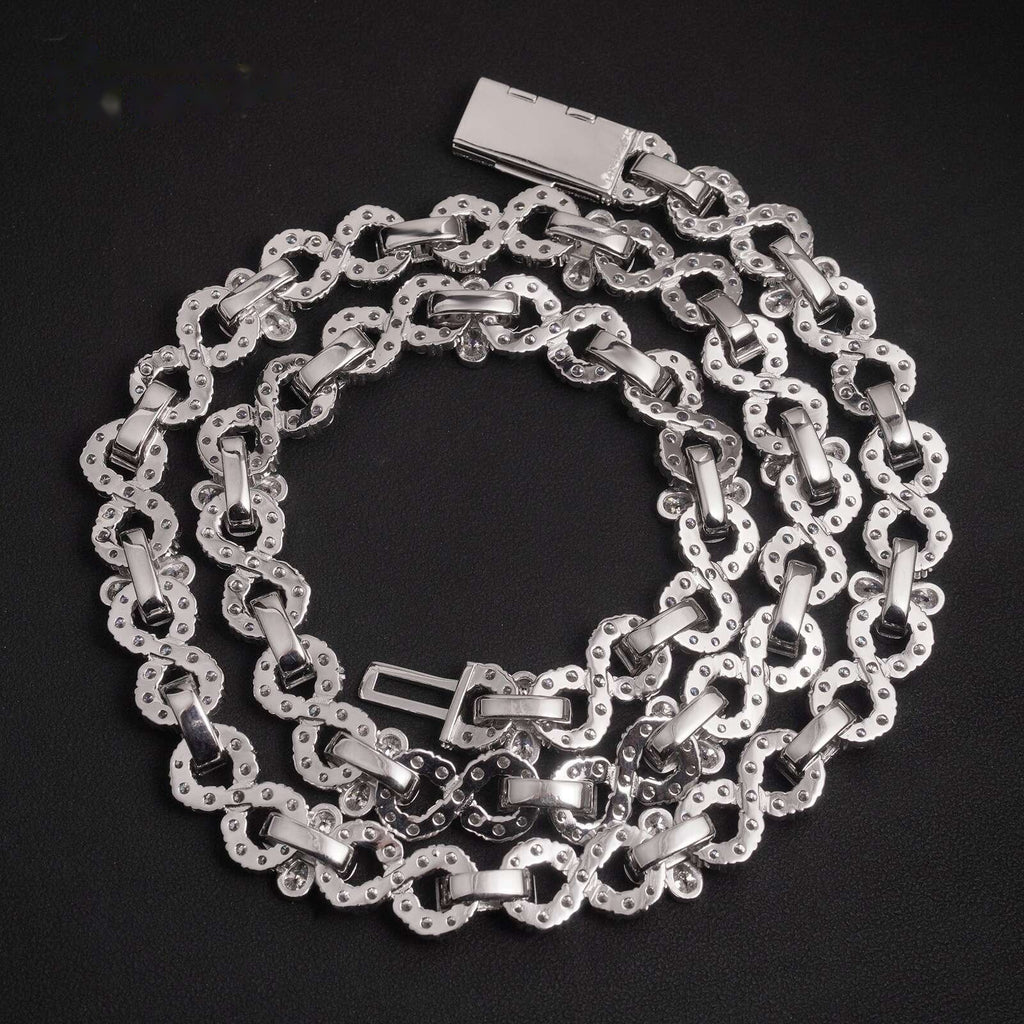 14mm Flower Infinity Chain — Moissanite, 925 Silver