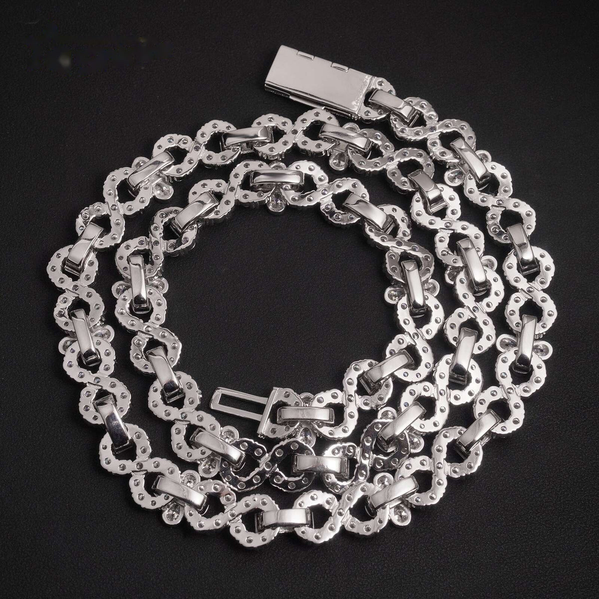 14mm Flower Infinity Chain — Moissanite, 925 Silver