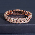14mm Full Iced Cuban Bracelet — Moissanite, 925 Silver