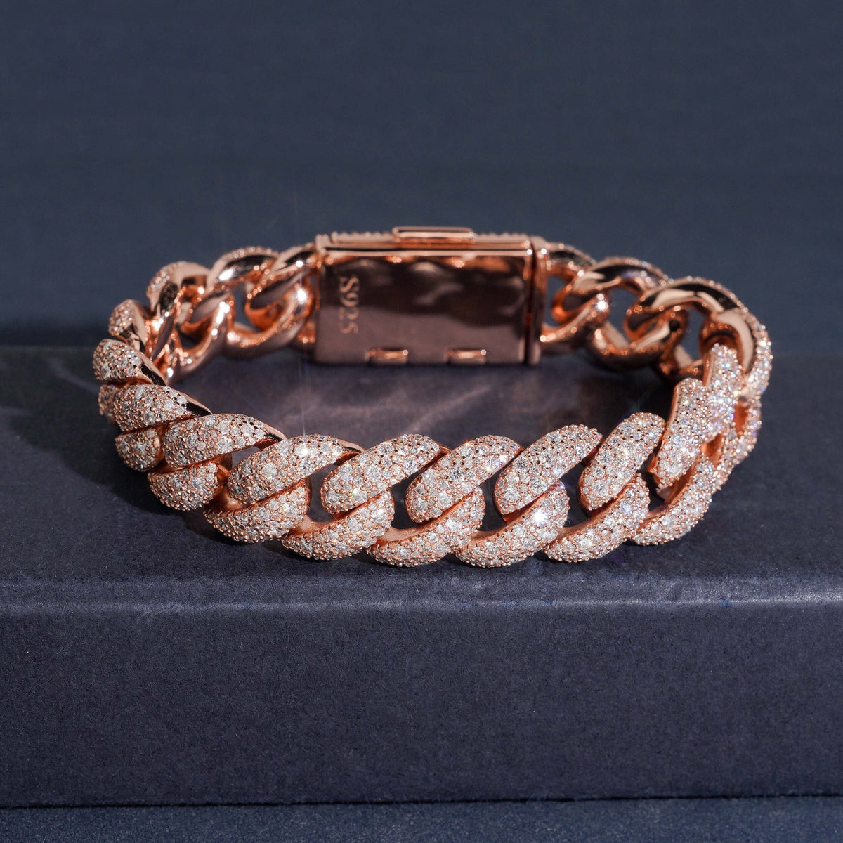 14mm Full Iced Cuban Bracelet — Moissanite, 925 Silver