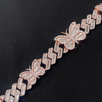 15mm Butterfly Cuban Bracelet — Moissanite, 925 Silver