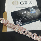 15mm Butterfly Cuban Bracelet — Moissanite, 925 Silver