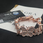 15mm Butterfly Cuban Bracelet — Moissanite, 925 Silver