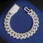 15mm Cuban Bracelet — Moissanite, 925 Silver