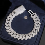 15mm Cuban Bracelet — Moissanite, 925 Silver