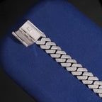 15mm Cuban Bracelet — Moissanite, 925 Silver