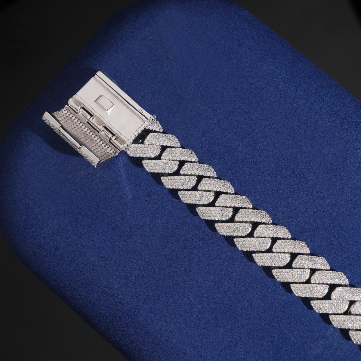 15mm Cuban Bracelet — Moissanite, 925 Silver