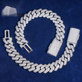 15mm Triple Row Cuban Bracelet — Moissanite, 925 Silver