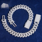 15mm Triple Row Cuban Bracelet — Moissanite, 925 Silver