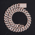 15mm Two Tone Raised Cuban Chain — Moissanite, 925 Silver